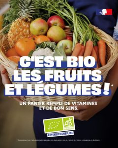 Cette image illustre la campagne créée par The Good Company, l'agence de communication sélectionnée par l'Agence Bio, au cours d'un AO public pour lequel PITCHVILLE a œuvré en tant qu'AMO.