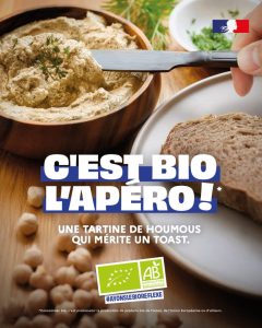 Cette image illustre la campagne créée par The Good Company, l'agence de communication sélectionnée par l'Agence Bio, au cours d'un AO public pour lequel PITCHVILLE a œuvré en tant qu'AMO.