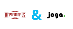 Cette image reprend les logos de Hippopotamus et de l'agence JOGA afin de symboliser leur collaboration naissante suite à l'appel d'offre organisé par HIPPOPOTAMUS et supervisé par notre cabinet de conseil en choix d'agences de communication PITCHVILLE