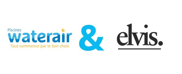 Cette image reprend le logo du leader de la piscine en kit enterrée WATERAIR. WATERAIR est un client pitchville qui a choisi l'agence ELVIS pour sa communication
